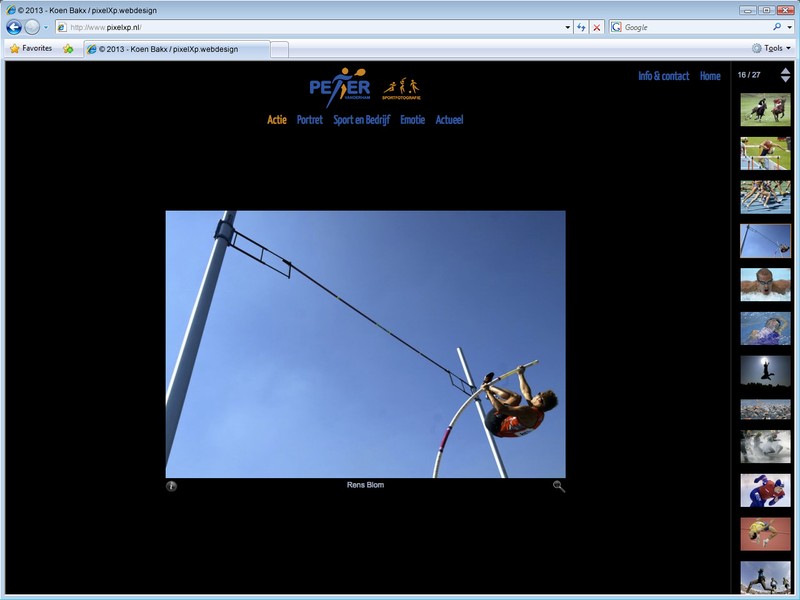 De website is te navigeren via pijltjes-toetsen